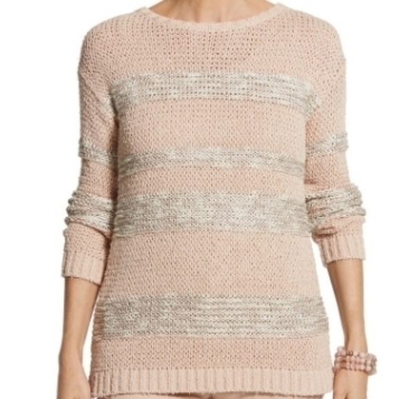 💥NWT💥 CHICO'S MARLEY SPARKLE STRIPE PULLOVER SWEATER SZ L - Picture 1 of 7